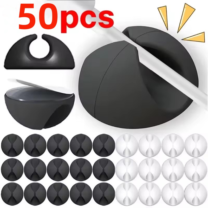 Desk Cable Clip - 5/50 قطعة مشبك كابل اللفاف المنظم