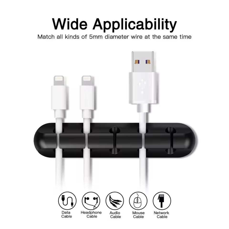 Desk Cable Clip - منظم كابلات USB من السيليكون، حامل