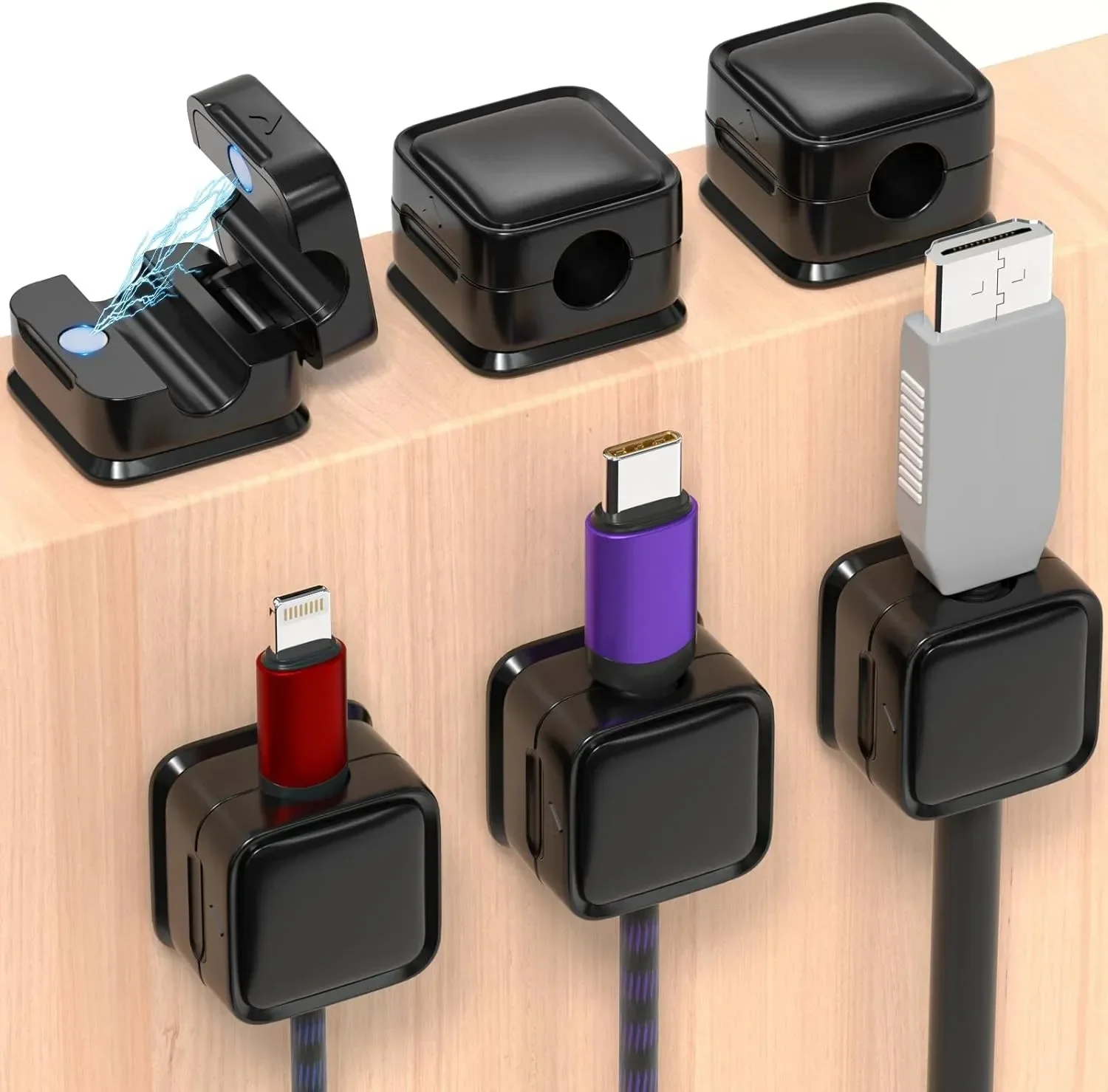 Desk Cable Clip - منظم كابلات صغير، حامل كابلات مغناطيسي،