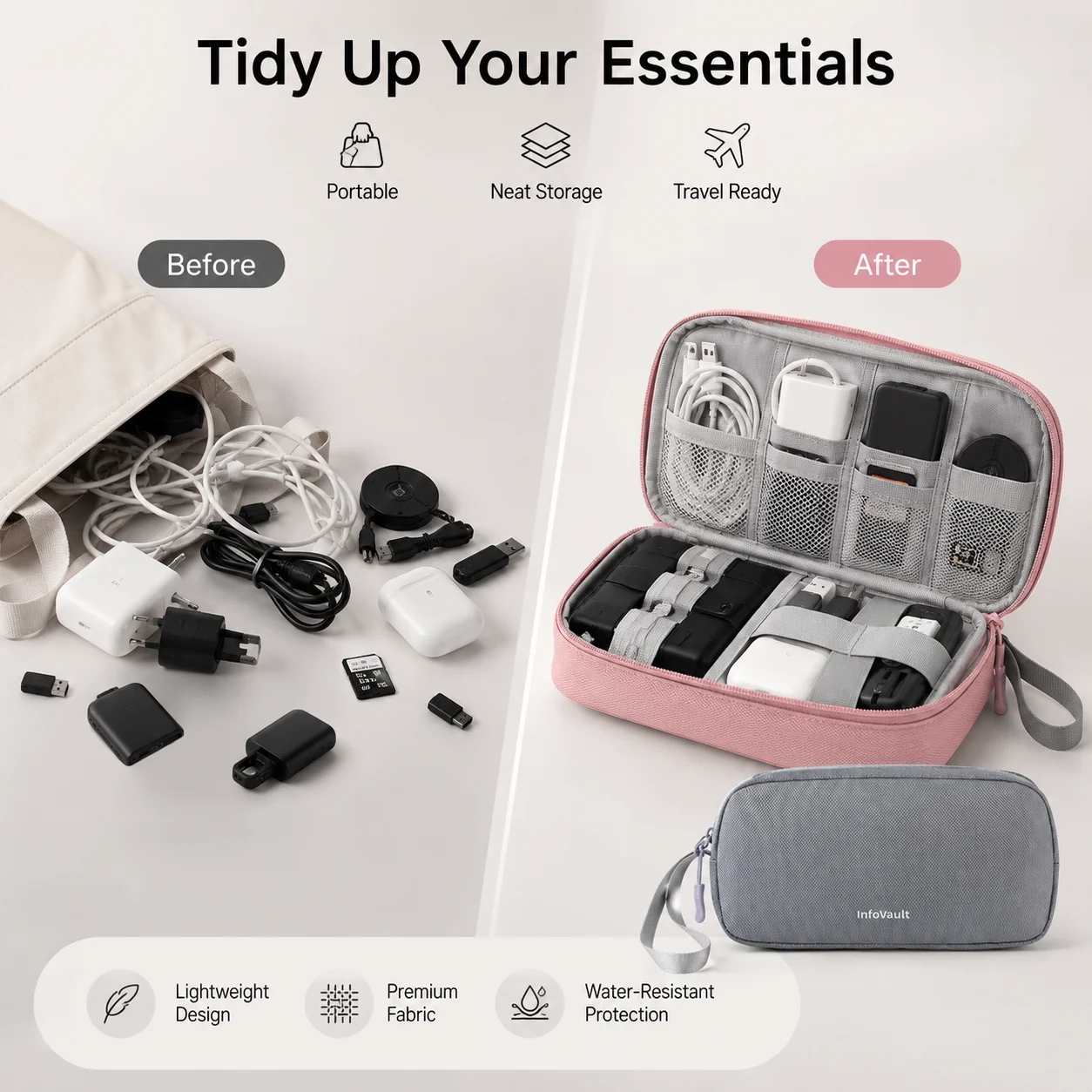 حقيبة تنظيم الكابلات ذات الطبق - مراجعة Tech Accessories Hard Case وسعره
