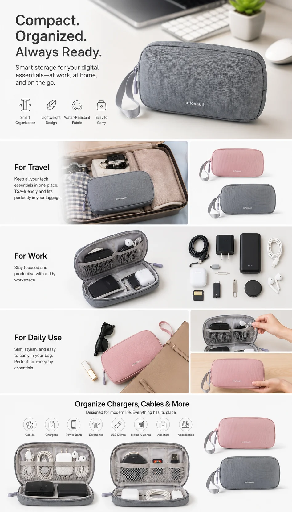 حقيبة تنظيم الكابلات ذات الطبق - مراجعة Tech Accessories Hard Case وسعره