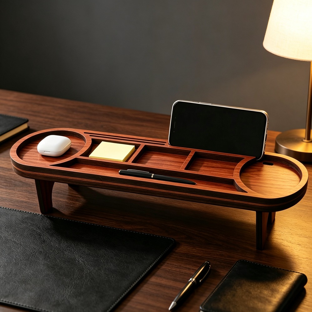 منظم مكتب خشبي مع حامل هاتف، ر - مراجعة Tech Accessories For Office Desk وسعره